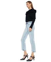 KanCan Essential Women's Pam Mid Rise Crop Straight Jeans