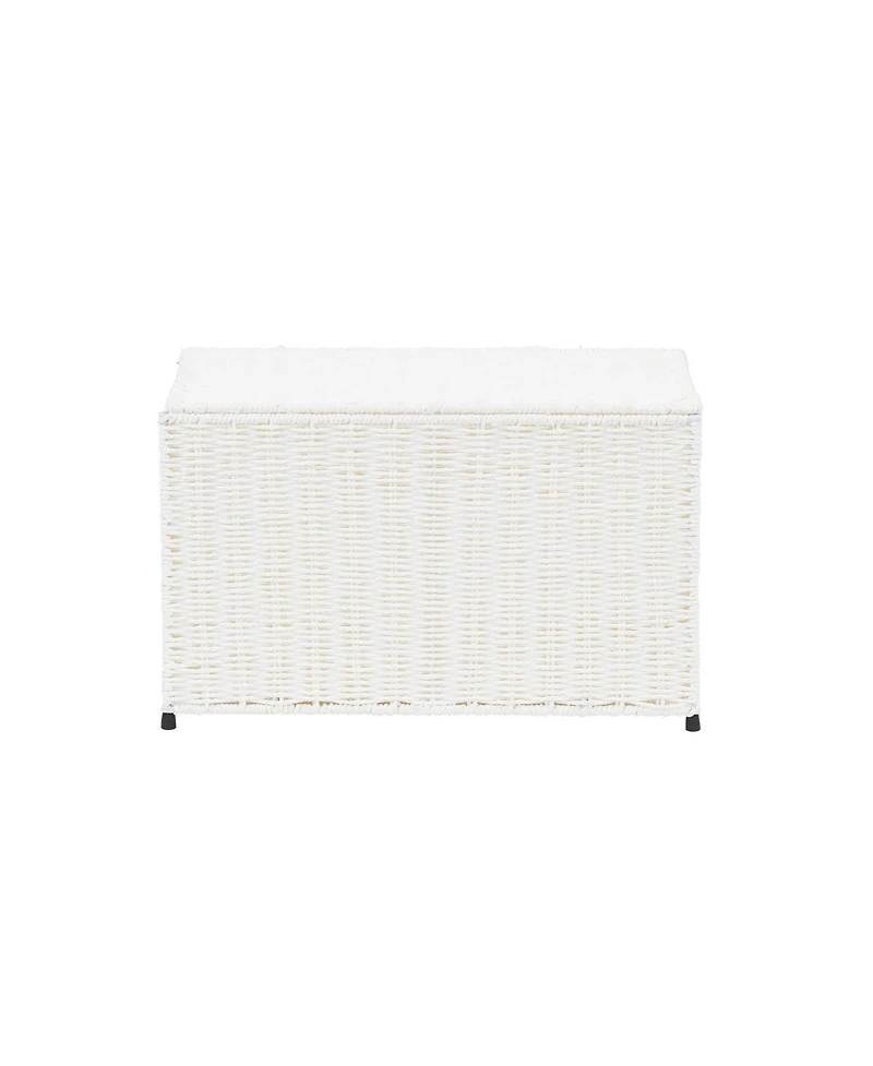 Household Essentials Woven Paper Rope Storage Chest with Hinged Lid and Integrated Handles