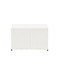 Household Essentials Woven Paper Rope Storage Chest with Hinged Lid and Integrated Handles