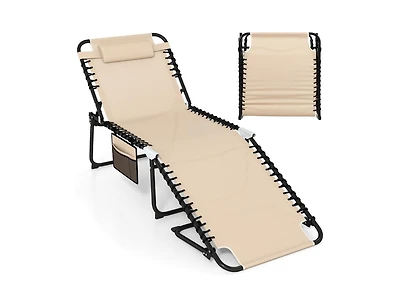 Boyel Living 4 Position Folding Lounge Chaise with Adjustable Backrest and Footrest