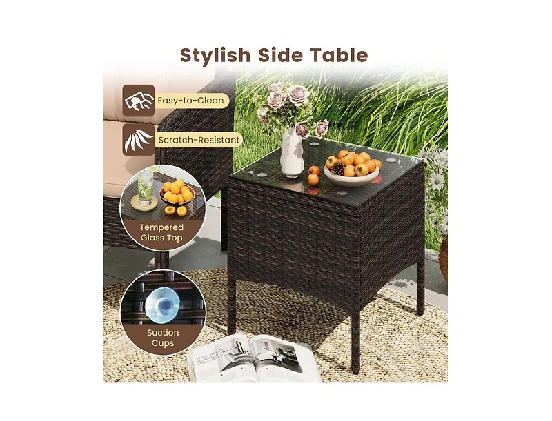Boyel Living 3 Pieces Patio Pe Wicker Furniture Set with Cushions for Porch and Balcony
