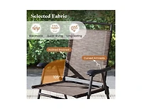 Boyel Living 3 Pieces Patio Round Table and Folding Chairs Set with Rippled Tempered Glass Tabletop