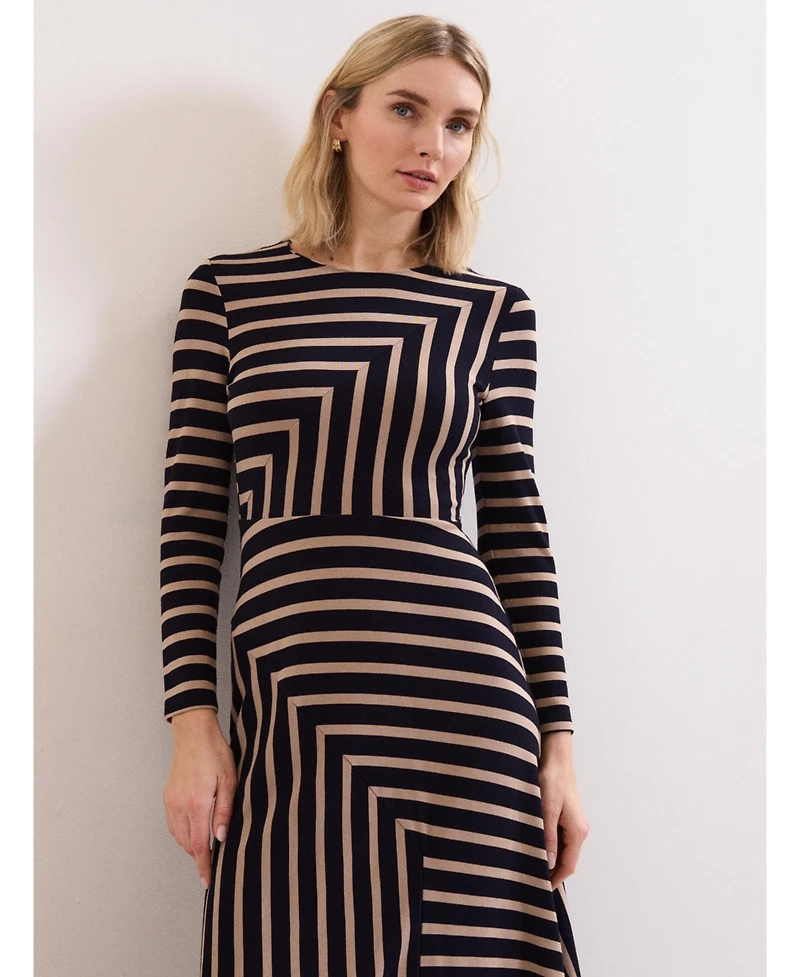 Phase Eight Women's Mia Stripe Long Sleeve Midi Dress