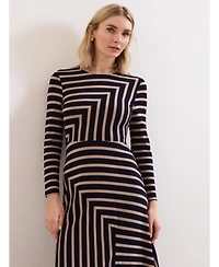 Phase Eight Women's Mia Stripe Long Sleeve Midi Dress