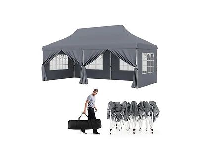 Boyel Living 10 x 20 Feet Pop up Canopy with 6 Sidewalls and Windows and Carrying Bag for Party Wedding Picnic