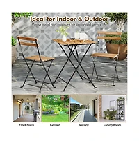 Boyel Living 3 Piece Patio Acacia Wood Bistro Set with Slatted Seat and Tabletop