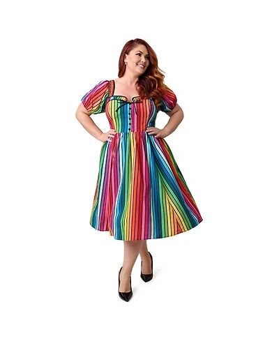 Unique Vintage Plus Size 1940s Sweetheart Button Front Swing Dress