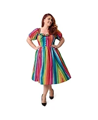 Unique Vintage Plus 1940s Sweetheart Button Front Swing Dress
