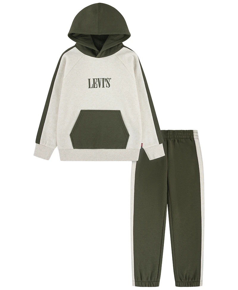 Levi's Boys' 4-7 Long-Sleeve Colorblocked Hoodie and Pants, 2-Piece Set