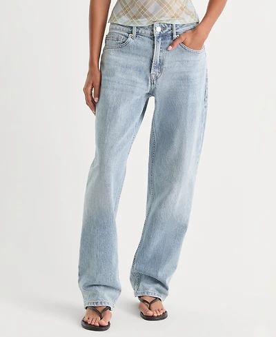 Good American Women's Petite 90's Mid-Rise Straight-Leg Jeans