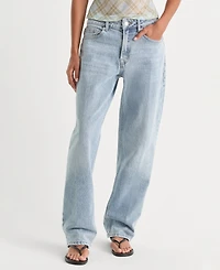 Good American Women's Petite 90's Mid-Rise Straight-Leg Jeans