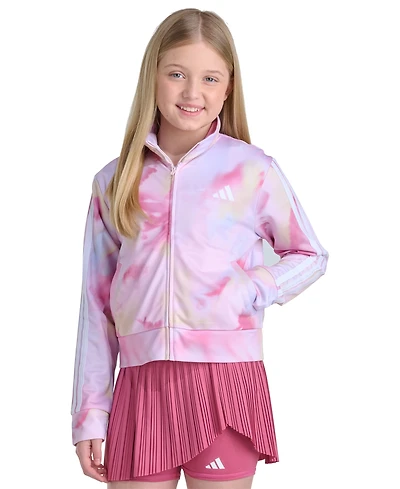 adidas Girls' 8-16 Long-Sleeve Full-Zip 3-Stripe Printed Tricot Jacket