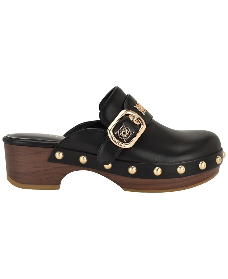 Guess Women's Grisee Platform Wood Bottom Heeled Clogs
