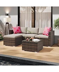 gaomon 5-Piece All-Weather Pe Rattan Outdoor Sectional Sofa Set