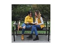Clihome Patio Park Steel Frame Cast Iron Backrest Bench Porch Chair