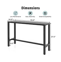 Boyel Living 55 Inch Outdoor Bar Table with Waterproof Top and Heavy duty Metal Frame L