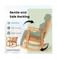 Boyel Living Outdoor Fir Wood Rocking Chair with High Backrest