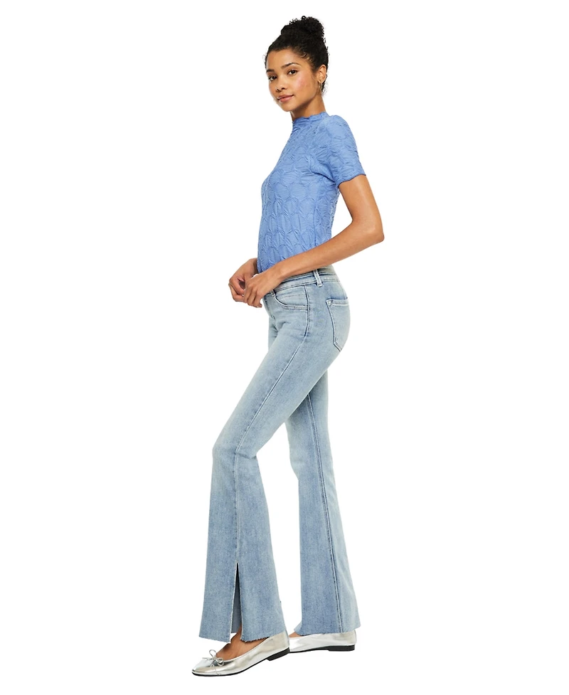 KanCan Women's Selena Mid Rise Double Waistband Flare Jeans