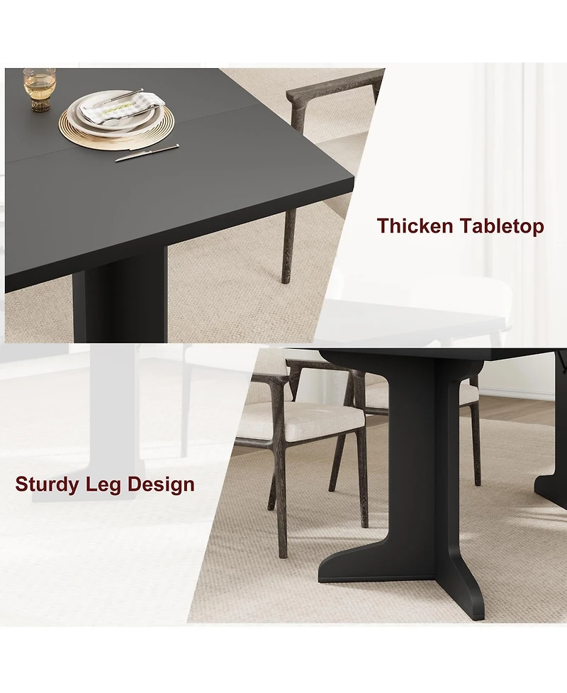 gaomon 71" Large Dining Table for 6 to 8 People, Modern Dinner with Unique Wooden Legs, Rectangle Kitchen