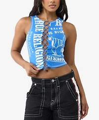True Religion Women's Printed Buddha Split Top