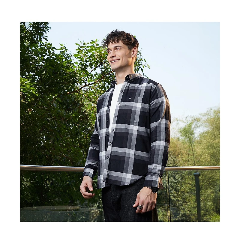 Campus Sutra Men's Onyx Pixelated-Check Relaxed Shirt
