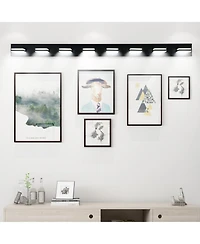 Busdays Modern Black Led Vanity Light 8 Lights Wall Sconce for Bathroom Mirror Sleek Minimalist Design Easy to Install