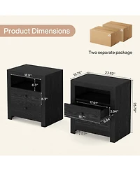 Tribesigns Modern 26" Tall Side End tables with Open Storage, 3-Tier White Nightstands for Living Room Bedroom,Set of 2 Sofa Small Spa