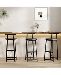 sumyeg Bar Stool Set of 3 Counter Height Barstools with Backrest, Armless Design for Kitchen Island Dining Use
