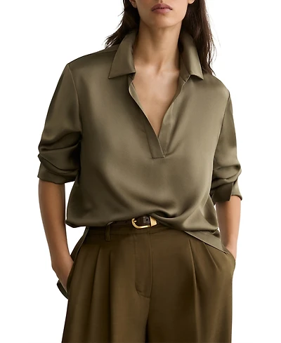 Reiss Women's Silk Open-Collar Blouse