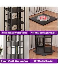 Aheaplus Corner 4-5 Tiers Display Shelves, Freestanding Rotating Bookshelf