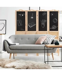 sumyeg 4-Panel Folding Privacy Room Divider Screen with Chalkboard for Indoor Space Separation