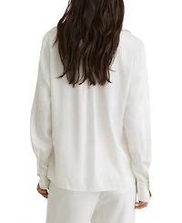 Reiss Women's Silk-Blend Open-Collar Shirt