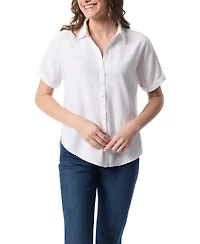 Gloria Vanderbilt Women's Daisy Short-Sleeve Front-Button Shirt