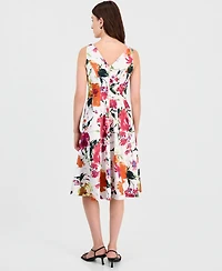 Tahari Asl Women's Printed Sleeveless Fit & Flare Dress