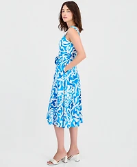 Tahari Asl Women's Belted Sleeveless Midi Dress