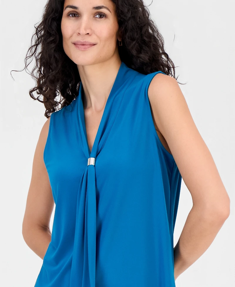 Kasper Women's Tie-Neck Sleeveless Blouse