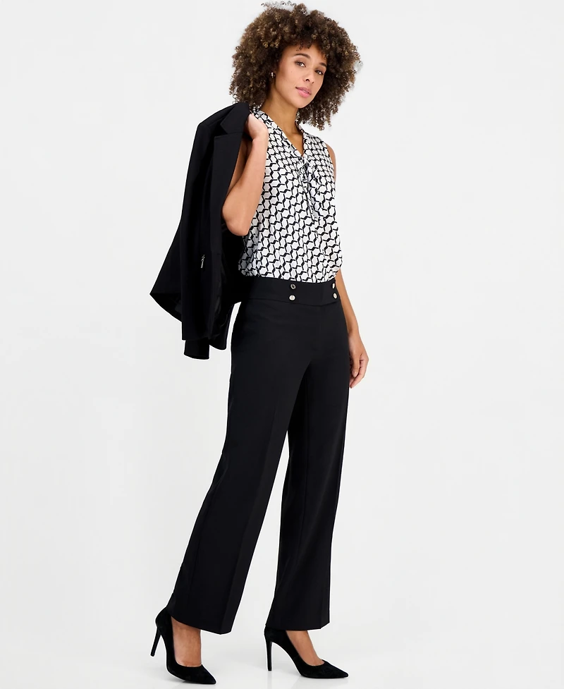 Kasper Petite Mid-Rise Wide Pants