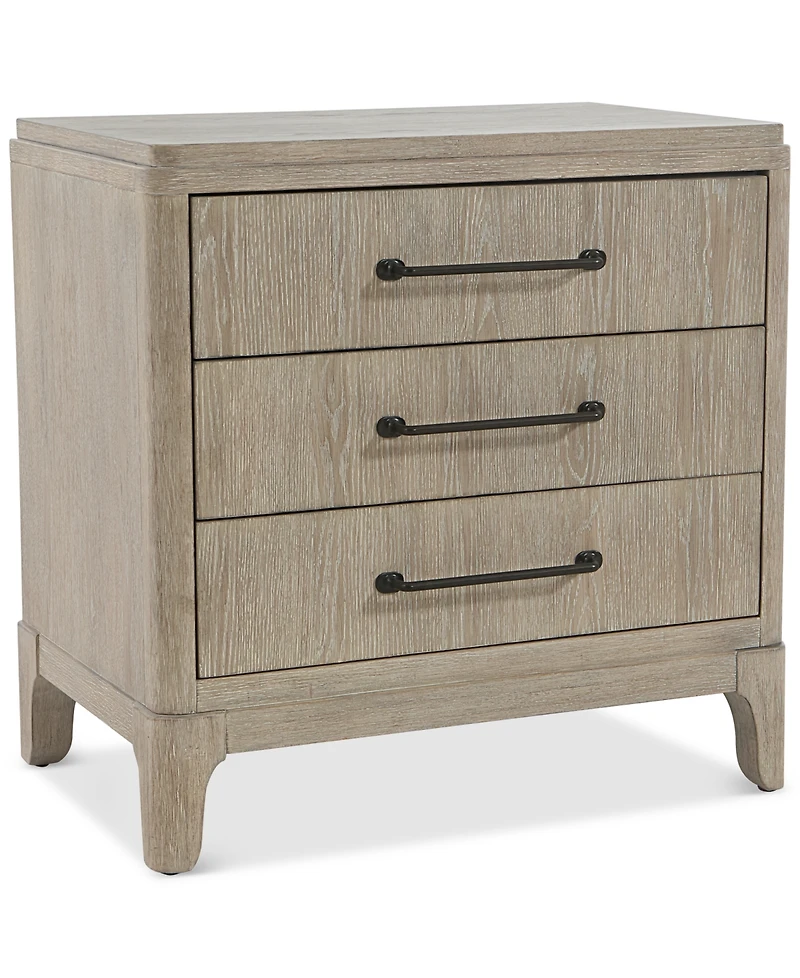Sadie Three Drawer Wood Nightstand, Macy's Exclusive