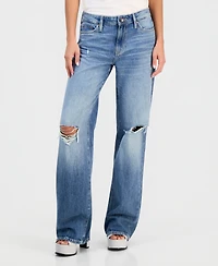 Guess Women's Mid Rise Slouchy-Fit Straight-Leg Jeans