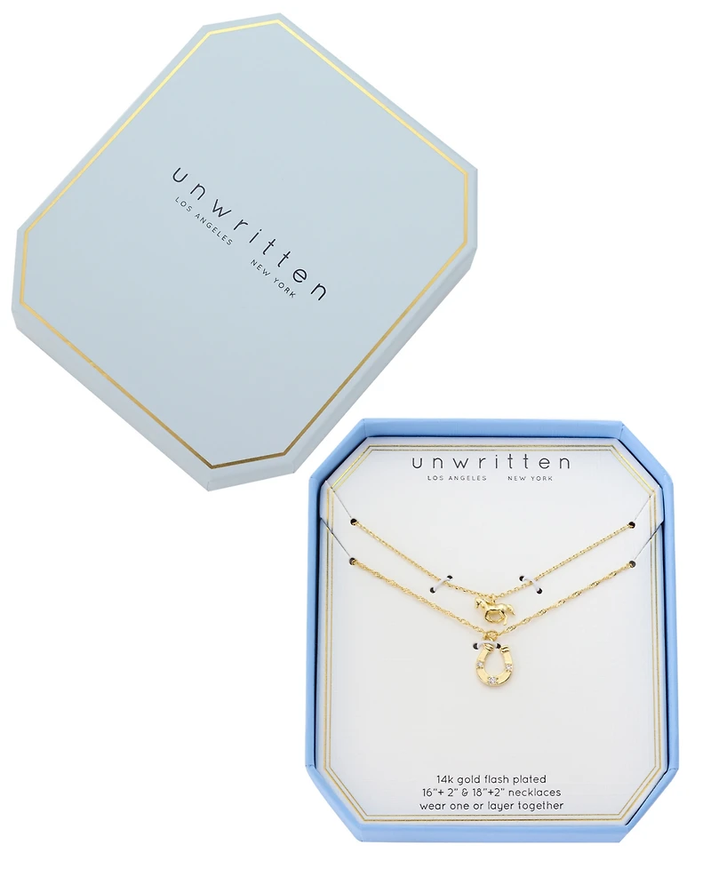Unwritten Cubic Zirconia Gold-Tone Plated Western Icon Pendant Duo Pendant Necklace Set