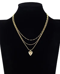Unwritten Crystal Gold-Tone Plated Ruby Heart Pendant Trio Necklace Set