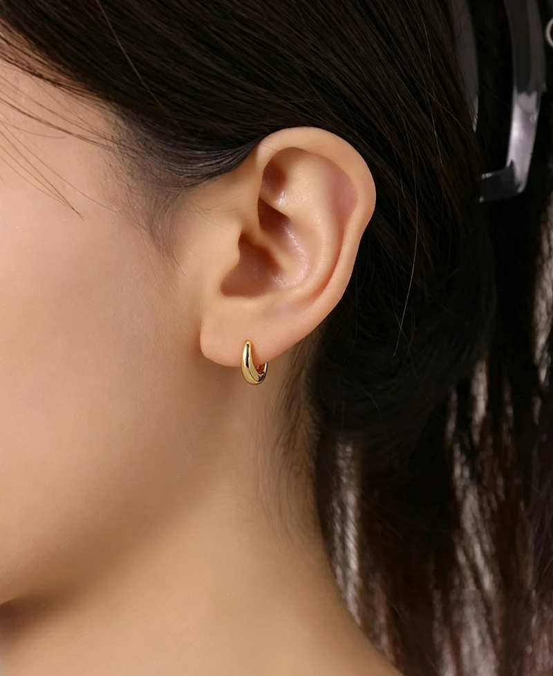 Unwritten Cubic Zirconia Gold-Tone Plated Stud and Hoop Earring Trio Set