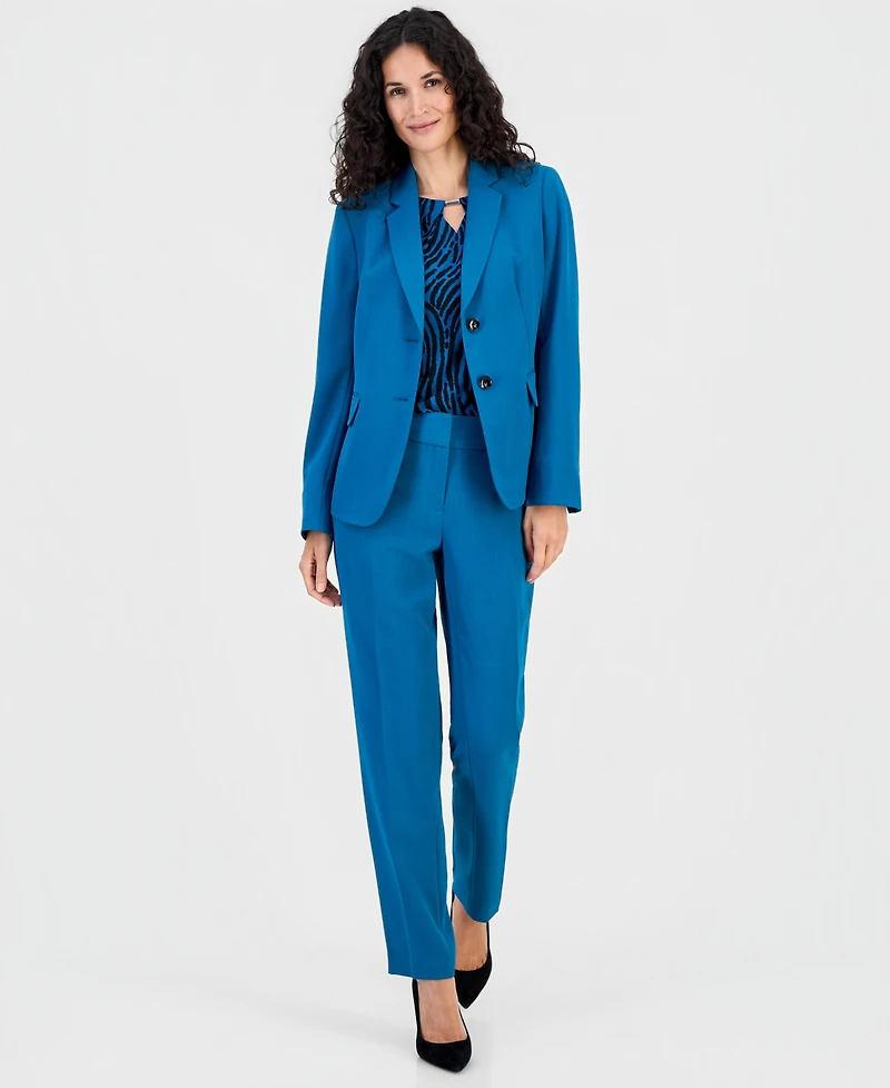 Kasper Petite Crepe 2-Button Notch-Collar Blazer Jacket