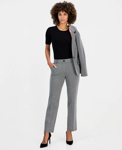 Kasper Women's Audrey Jacquard Straight-Leg Compression Pants