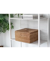 Artifacts Trading Company Rattan Storage Box with Lid - Flat File Organizer