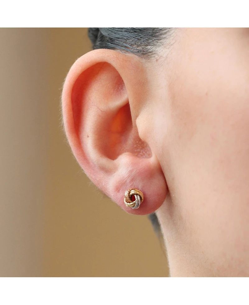 The Lovery Tri-Color Knot Screw Back Stud Earrings 14K Yellow Gold