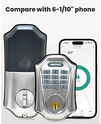 Zachvo Keyless-Entry Smartphone Bluetooth Deadbolt Smart Lock with Touch Keypad, Auto-Lock, IP54 Waterproof, Satin Nickel