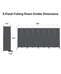 sumyeg 8-Panel Folding Room Divider 159 Inch x 71 Inch Heavy Duty Metal Frame Privacy Screen for Indoor Use