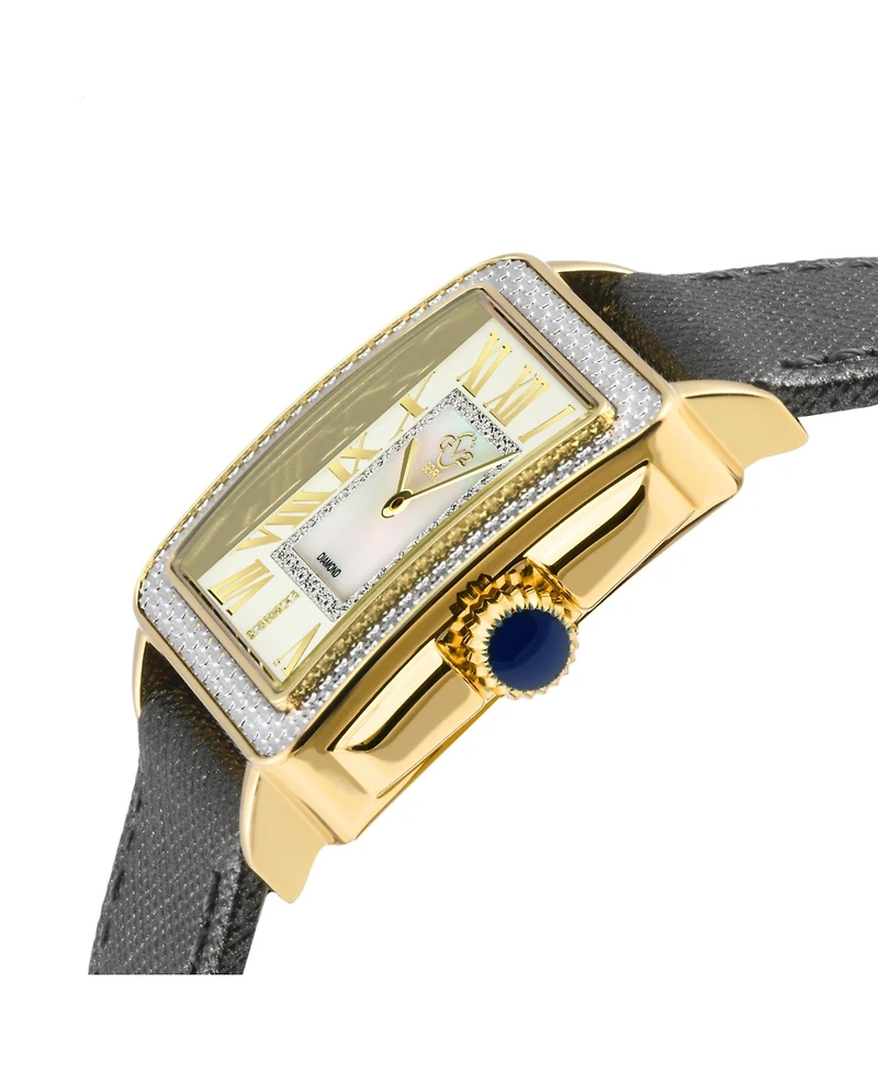 GV2 by Gevril Women's Padova Swiss Quartz Diamond Antracite Hand made Italian leather Strap Watch