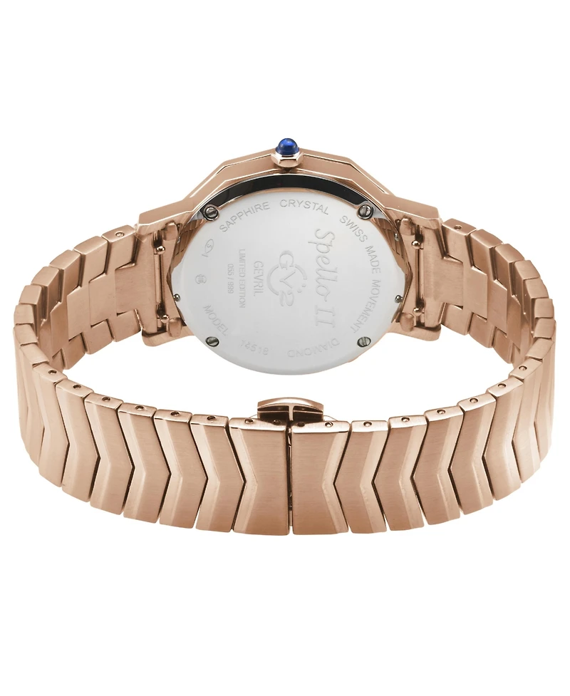 GV2 by Gevril Women's Spello Ii Swiss Quartz Diamond Ip Stainless Steel Bracelet Watch